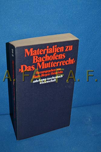Preisvergleich Produktbild Materialien zu Bachofens 'Das Mutterrecht'.