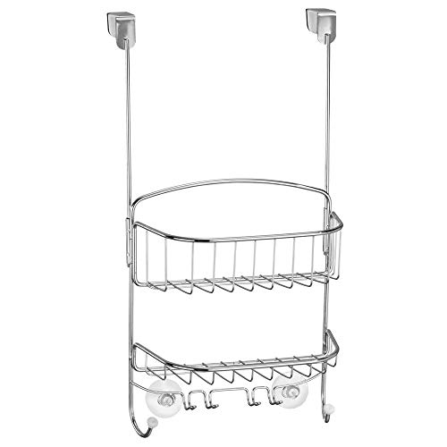 image for mDesign Modern Metal Wire Over The Bathroom Shower Door Caddy, Hanging