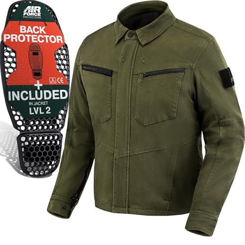 SHIMA Giro Jacket Chaqueta Moto Hombre AirForce Protector Espalda Cazadora Motociclista Chaquetas Protecciones Stretch Verano Moto Armadura Cazadoras Urbano Motocicletas (Masculinos, Khaki, XL)