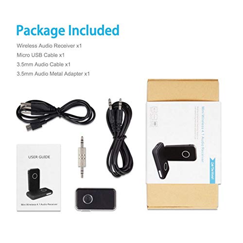 Qudai Mini adaptador de receptor de áudio de música sem fio bluetooth 4.1 3.5mm de áudio estéreo de