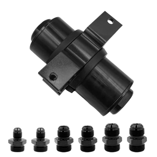 Universal 10 Micron Inline Fuel Filter with AN6 AN8 AN10 Adapters & Bracket Clamp Aluminium Alloy 50mm for Gasoline Diesel E85