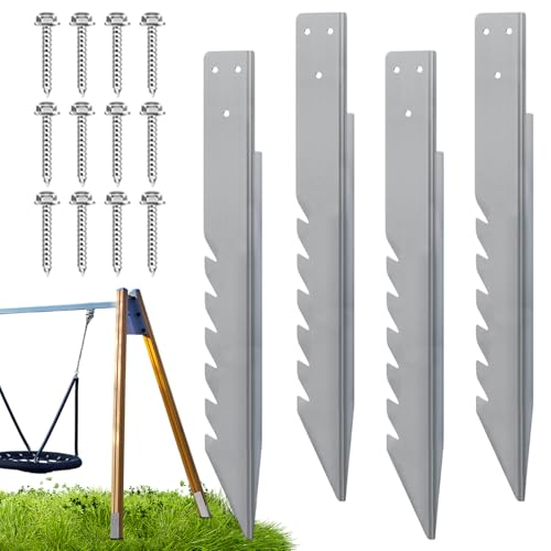 Hogvinnatil Zaunpfahl | Set mit 4 Befestigungsankern mit Metallstäben – Terrassenzubehör mit Bodenanker für Garten, Hof und Häuser