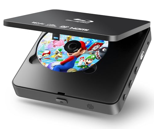 Blu Ray Player 1080P Blu-ray Disc Player for Home Cinema, Dolby Audio/DTS, Plays All DVDs and Region A 1 Blu Rays, Supports 128GB USB Stick, with HDMI and AV Output Connection Cable, NTSC US Standard