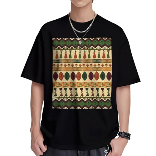 T-shirt coton frais respirant coupe droite col rond motif africain