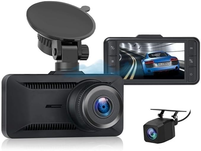 Oryzon 4K Dashcam mit 3 94 Bildschirm/Vorne & hinten/Autokamera mit 170 Weitwinkelansicht/Nachtsicht/Parküberwachung/G-SensorLoop-Aufnahme ideal für sicheres Fahren (Autoladegerät)