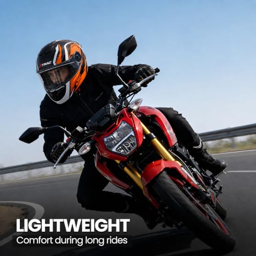 Image of Xtrac Arc Full Face Graphic Helmet for Men & Women, ISI Certified Motorcycle Helmet with Scratch Resistant Wide Visor, Lightweight Design & Quick Release Chin Strap for Bike Riding