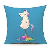 Funny Lovely Animals Unicorn Throw Pillow Cover Cushion Case 18 x 18 Inch Cotton Linen Nursery Decor