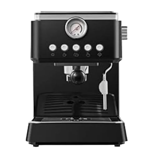 新登場コーヒーメーカー 、エスプレッソマシン、タッチカラースクリーン家庭用小型半自動エスプレッソマシン、レトロミニオールインワン オールインワン半自動コーヒーマシン ワンボタン操作 1.5L水タンク 大容量 お手入れ簡単 (黒)