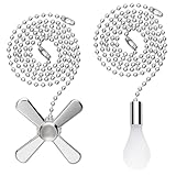 Ceiling Fan Pull Chain Extender, 24-inch Extra Long with Decorative Frosted Glass Bulb and Fan Cord, Fit All Standard 3mm Diameter Ceiling Fans and Light Fixtures Factory Pull