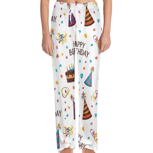 MoBlinko Womens Pajama Pants Birthday Party Cake Mens Women Pajamas Pants for Women Pajama Bottoms XL