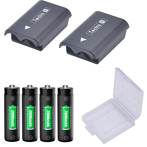 Tectra XBOX360 Replacement Battery For Xbox 360, 4Pcs Aa Ni-Mh Rechargeable Battery Pack + 2Pcs Battery Back Covers Holders cover