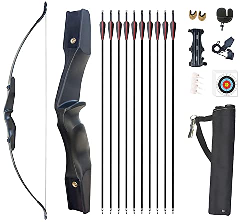 Monleap Archery 53" Takedown Recurve Bow and Arrows Set for Adults Right Hand Longbow Kit Straight Bow for Beginner Shooting Practice 30 40lb(40LB)