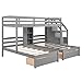 Harper & Bright Designs Bunk Beds with Stairs and Drawers, Twin Over Twin&Twin Triple Bunk Bed for 3 Kids for Kids,Teens, Adults, No Box Spring Needed (Gray)