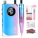 Saviland Rechargeable 40000RPM Nail Drill – Portable Electric Nail File with 12 Drill Bits for Nails