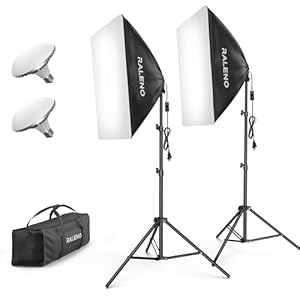 RALENO Softbox Lighting Kit, 20X28-Inch Softbox Photography Lighting with LED Bulbs(50W | 5500K | TLCI≥97), Streaming Lighting for Video Rcording Photoes Portraits YouTube | Model: PS40