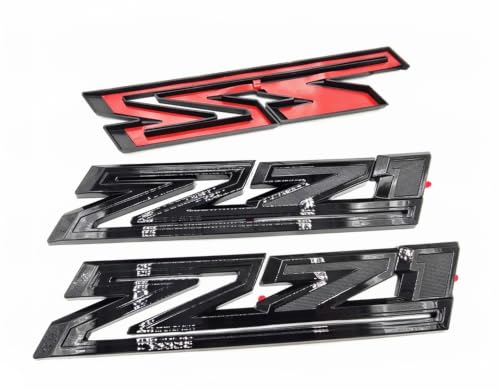 Image of 2X Large Size Z71 RH LH Side Fender Emblem Nameplate Badge Decal Replacement for 2019-2021 Chevy Silverado (Overlay Gloss Black)