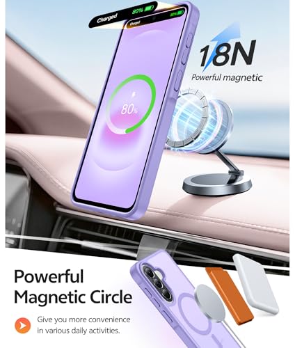 Image of FNTCASE for Galaxy A37 5G Phone Case: Samsung A36 5G Case [Compatible with Magsafe] Matte Translucent [Screen Protector] Military Grade Protection for Samsung A37 & A36 Cases - Light Purple