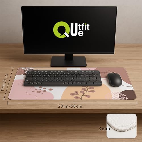 Image of Printed Gaming Mousepad - Premium Stitched Edges, Smooth Surface,Size 11x23 inches, Non-Slip Rubber Base - Ideal for Office & Gaming Setup (Boho Pink Abstract Flower)