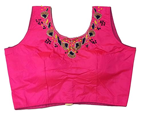 Rekha Ethnic Shop Pink Readymade Blouse Saree Designer Party Wear Readymade Blouse Saree Banglory Full Stitch Blouse -1 (Pink)