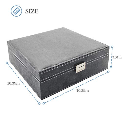 Procase Jewelry Box Organizer For Women Girls, Two Layer Jewelry Display Storage Holder Case For Necklace Earrings Bracelets Rings Watches, Ideal Gift Choice -Grey #TOP1