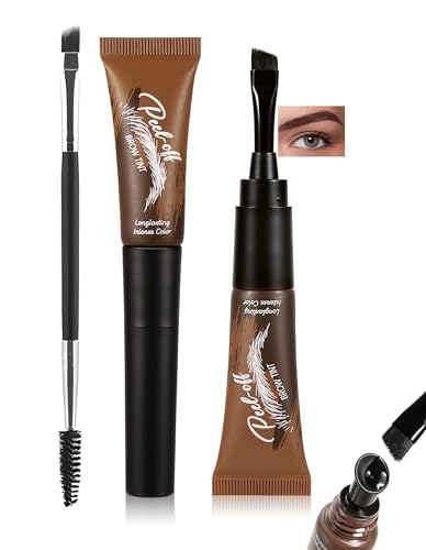 Erinde Peel off Tattoo Eyebrow Gel, Long Lasting & Waterproof Eyebrow Tinted Stain, Smudge Proof Transfer-proof Brow Gel, Matte Natural Brow Tint Cream, Eye brow Dye Makeup for Women with Brush, 02