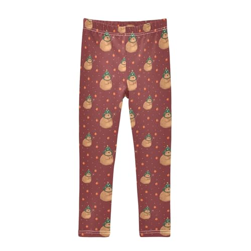 senya Girls Printed Leggings Yoga Pants Kapibala Christmas Pattern for Kids in 4t to 10 Years, 4T
