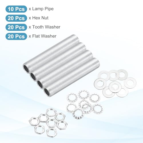 Image of MECCANIXITY 70Pcs 1.6 inch Lamp Pipe Kit with Nuts Washers 1 /8IP Thread Fasteners Assortment for Chandelier Ceiling Light Repair Assembly DIY Hardware