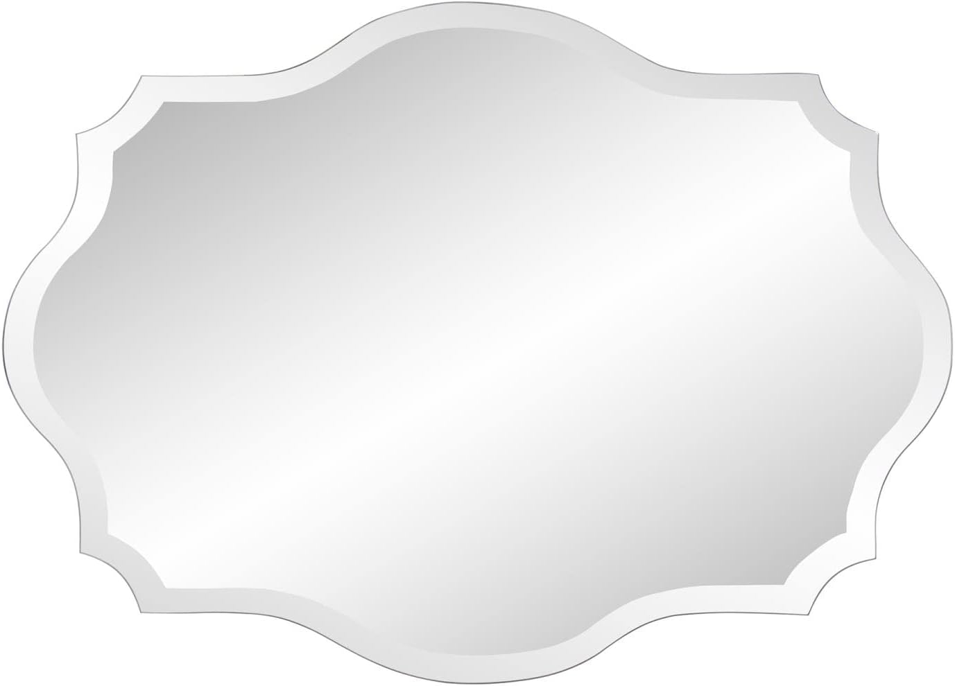Frameless Scalloped Hanging Oblong Silver Wall Mirror, Simple Focal Point for Any Entryway, Bathroom, Vanity, Bedroom or Any Other Room in Your Home, 24 x 32 Inch