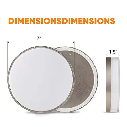 Greenlux 7" Led Flush Mount Ceiling Light，120V 16W 1100Lm，3000K Warm White Close To Ceiling Light Fixtures, Surface Mount Ceiling Light（Brush Nickel） #TOP2