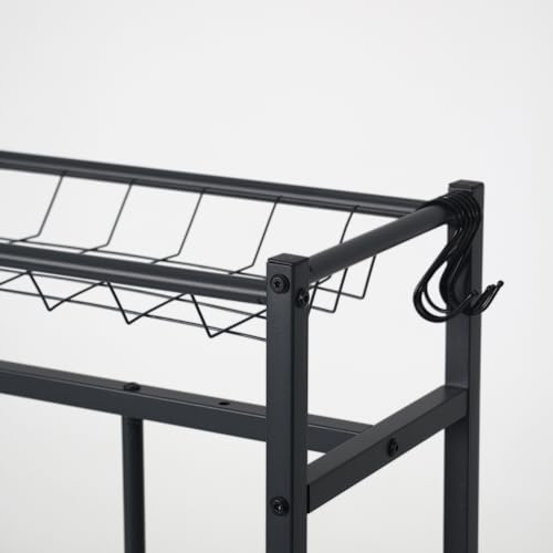 Soporte para Bicicletas Ajustable de 4 Plazas con Ganchos y Cesta 8
