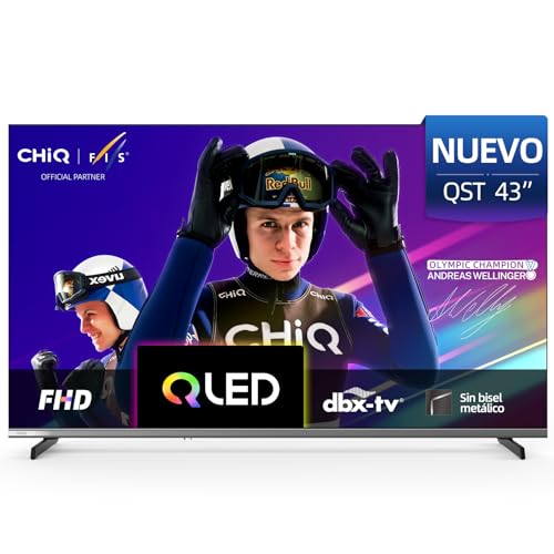 CHiQ L43QST 43 Pulgadas televisor QLED Pro Smart Google televisor - Diseño Sin Marco con Metal,HDR10, Dolby Audio, FHD, Control por Voz