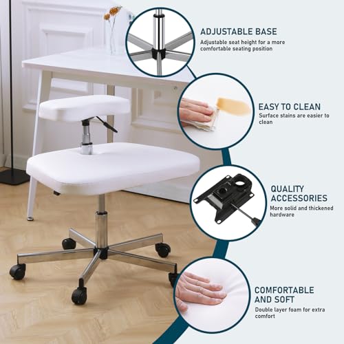 Image of Meditation Chair Ergonomic Cross Legged Chair ADHD Chair with Wheels,Kneeling Chair for Office and Home,ADHD Chairs for Adults(White)