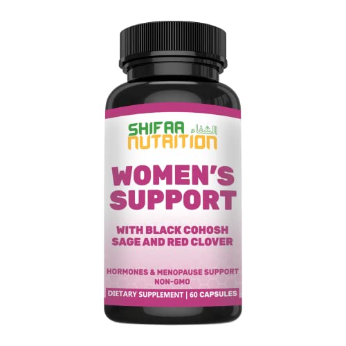 Hormones Balance & Menopause Supplements for Women, Menopause Relief - Supports Estrogen Balance, Hot Flashes, Mood Swings w/Black Cohosh & Red Clover | SHIFAA NUTRITION | Halal Vitamins, 30 Servings Hormones Balance & Menopause Supplements for Women, Menopause Relief - Supports Estrogen Balance, Hot Flashes, Mood Swings w/Black Cohosh & Red Clover | SHIFAA NUTRITION | Halal Vitamins, 30 Servings