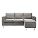 Modern Microfiber Light Grey Small Space Sectional Sofa with Reversible Chaise - Living Room Couch (Light Grey)