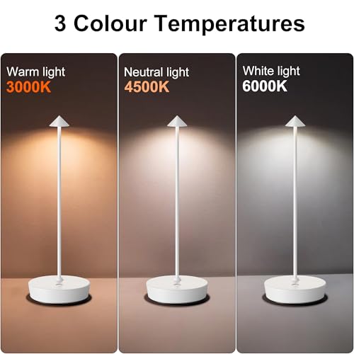 SAKRINGT 2 Pack Cordless Table Lamps Rechargeable, 6000mAh Battery Operated Waterproof Stepless Dimming Modern Portable LED Table Light for Restaurant Dining Patio Outdoor