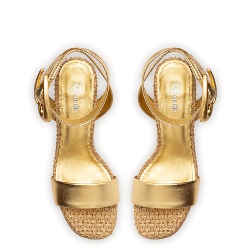 Dolly Verona Sandal In Gold Metallic Leather And Natural Raffia3