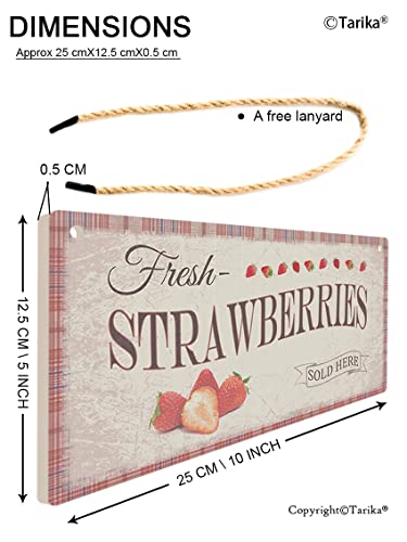 Fresh Strawberries Sold Here Retro Wooden Public Decorative Hanging Sign For Home Door Fence Vintage Wall Plaques Decoration(5X10Inches) #TOP1