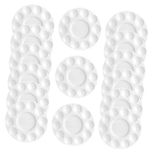 MUELODSIC 15pc Plastic Mixing Plates Painting Trays Pigment Trays Art Space-Saving for Outdoor Sketching