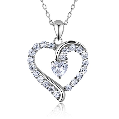 Women 925 Sterling Silver heart necklace - Billie Bijoux You Are the Only One Love Platinum Plated CZ Diamond pendant Necklace Gift for Women Girls Valentine's Day Mother's Day