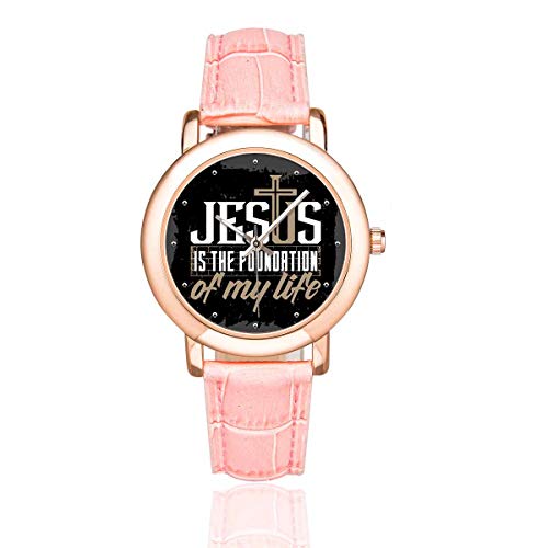 InterestPrint Bible Verse Christian Jesus Women's Rose Gold-plated Leather Strap Watches Wrist Watch