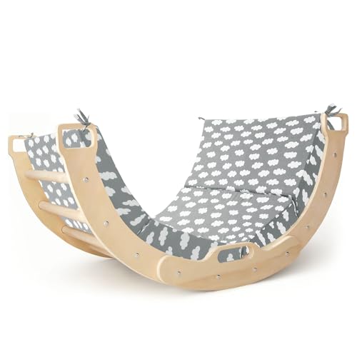 Image of HOMBYS Foam Cushion for Climbing Arch, Thick & Fluffy Rocker Pillow for Toddlers, Arch Climbing Lounger Seat, Nap Mat, Bed Floor Pillow for Kids, Gray