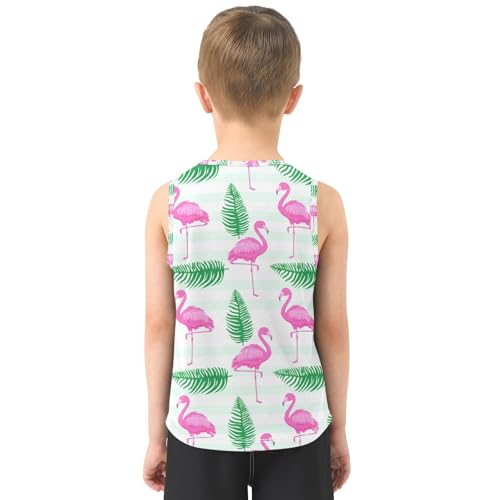 J JOYSAY Summer Flamingo Leave Boys Tank Top Sleeveless Muscle Shirts Quick Dry Kids T-Shirts 3-15T3