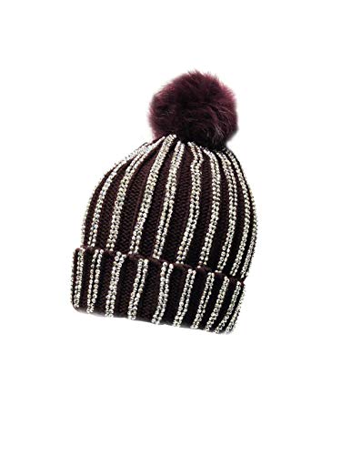 Louise23 - Gorro de esquí para niña (piel sintética, con lentejuelas) Rojo Wine Talla única Cover