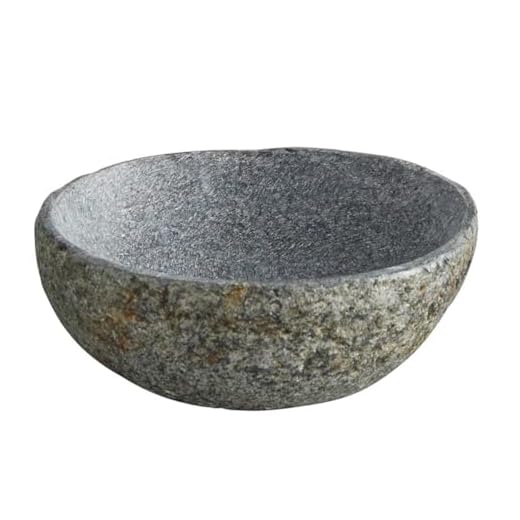 47th & Main Stone Decorative Bowl Home Décor for Table, 6" Dia x 3" W x 4" H, Speckled Grey
