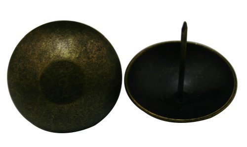 Fenggtonqii Clavos redondos de cabeza grande de 25 mm de diámetro, color latón antiguo, paquete de 20