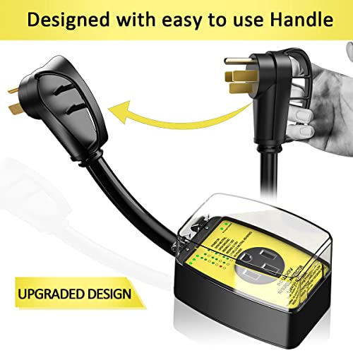 Powsav Rv Surge Protector 50 Amp With Waterproof Cover, Rv Voltage Protector/Monitor With Surge Protection(4100 Joules), Designed With Easy To Use Handle #TOP4