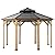 Sunjoy Ion Collection 13 x 13 ft. Cedar Framed Octagon Wood Gazebo with Brown Double Tiered Steel Hardtop Roof and Ceiling Hook for Garden, Backyard Shade