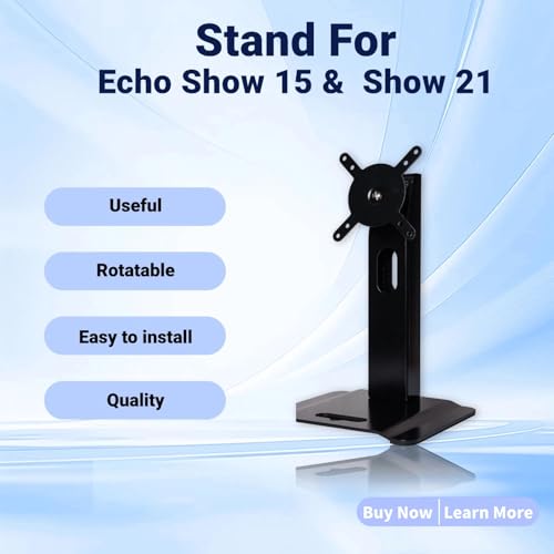 Image of Swivel and Tilt Metal Stand for Echo Show 15 (Gen 1, Gen 2) and Show 21 Adjustable (-58 /+58) with 360 Rotatable Wall Mounting Holder for Monitor Full Motion 13 inch-27 inch, Black