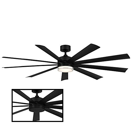 Wynd Xl Smart Indoor And Outdoor 9-Blade Ceiling Fan 72In Matte Black With 3000K Led Light Kit And Remote Control Works With Alexa, Google Assistant, Samsung Things, And Ios Or Android App #TOP2