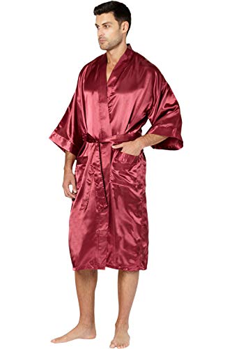 Intimo Men's Solid Satin Robe4